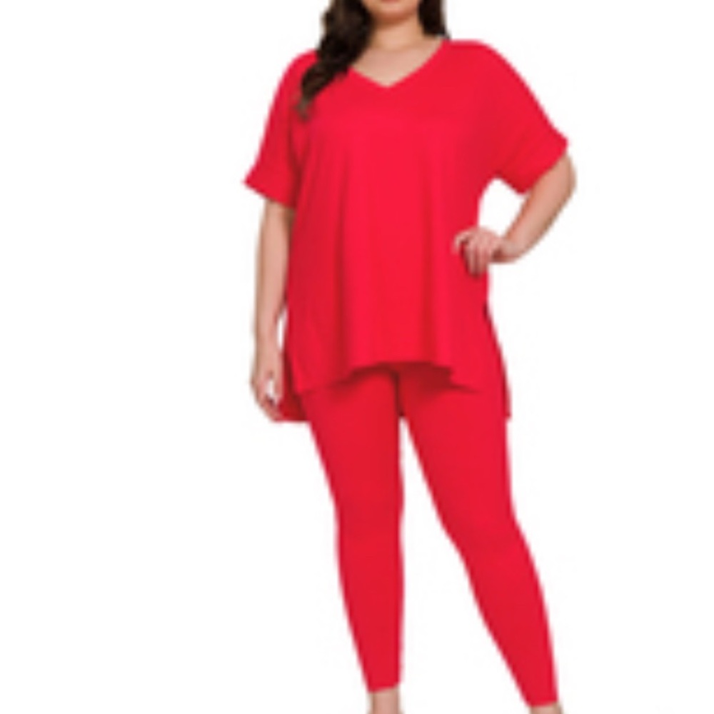 Zenana Outfitters Red Top and Leggings Set